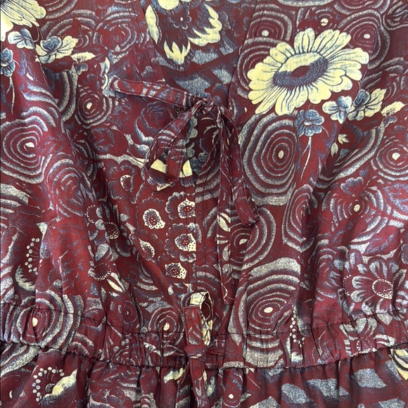 Ulla Johnson Floral Burgundy Women's Blouse - Picture 3 of 5